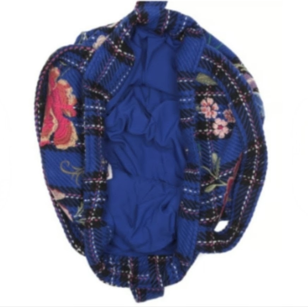 JOHNNY WAS Mila Oversized Floral Embroidered Hobo Plaid Blue Navy Red Tote NWT - Picture 7 of 12
